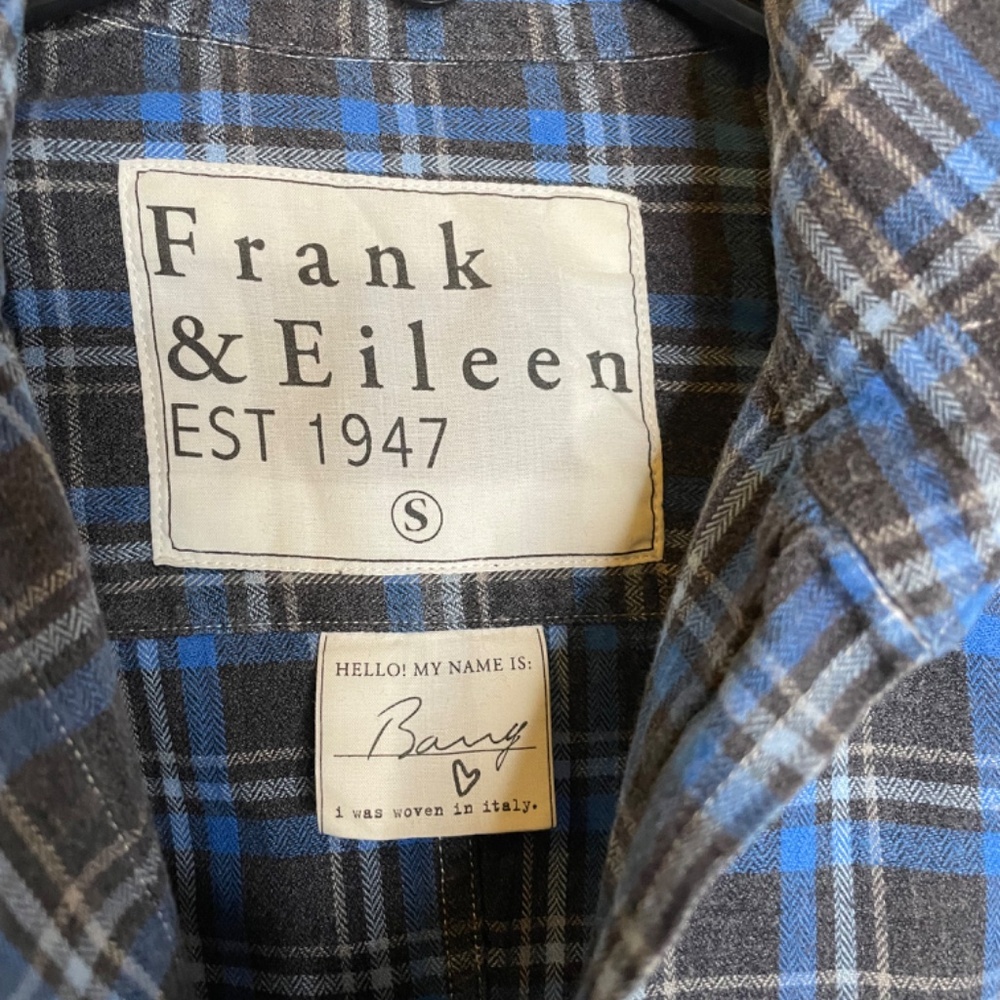Frank & Eileen Plaid Barry Shirt, Blue/Grey Plaid, Italian Flannel, sz Small